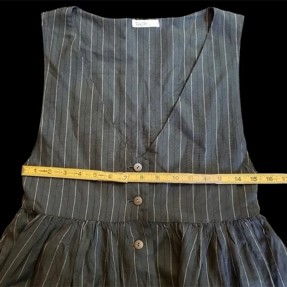 Vintage Japanese Tailored Pinstriped Pinafore Dress Sz S - Picture 8 of 11